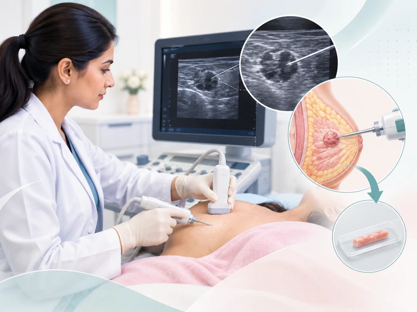 Core breast biopsy with imaging guidance