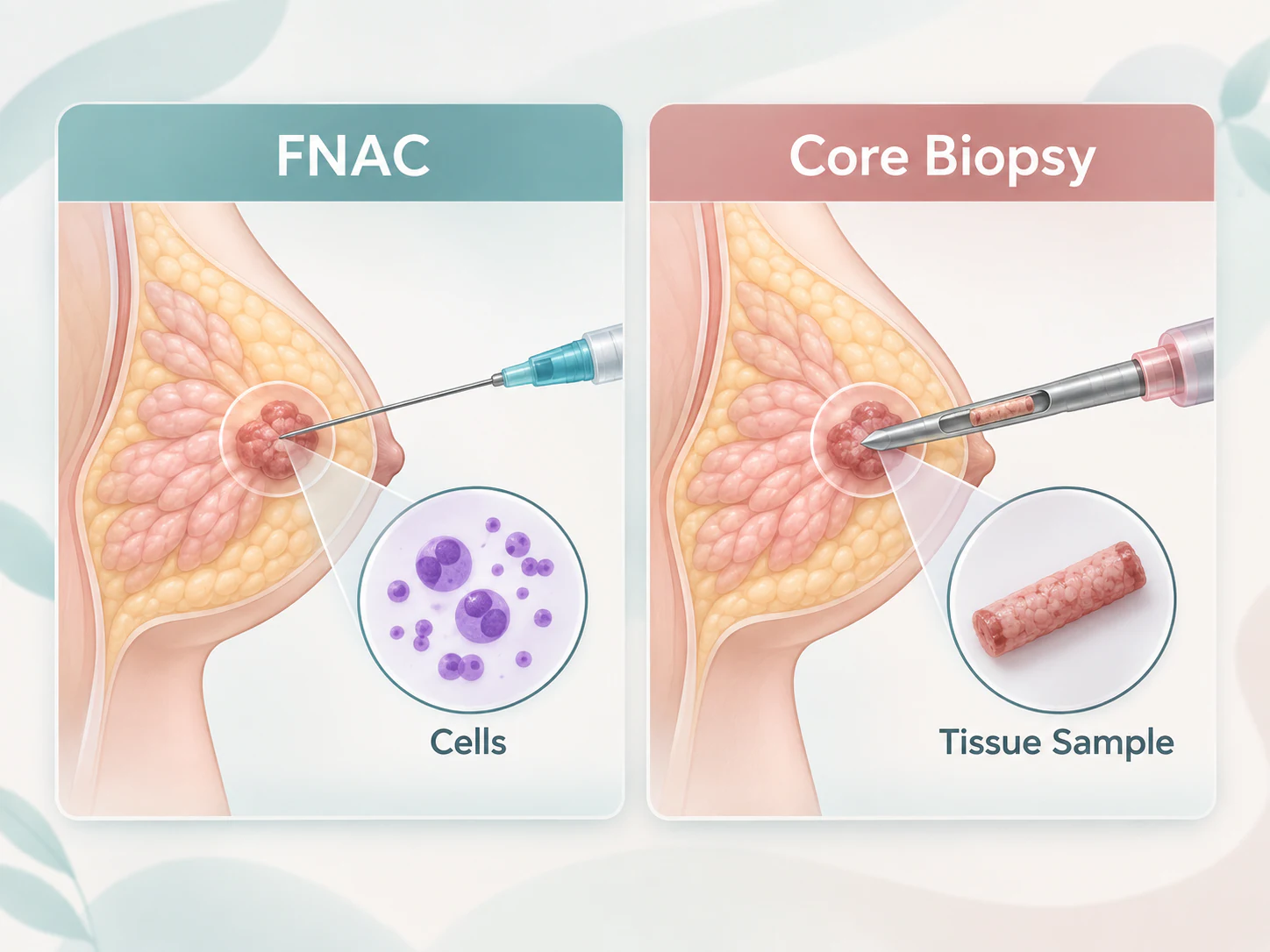 FNAC compared with core breast biopsy