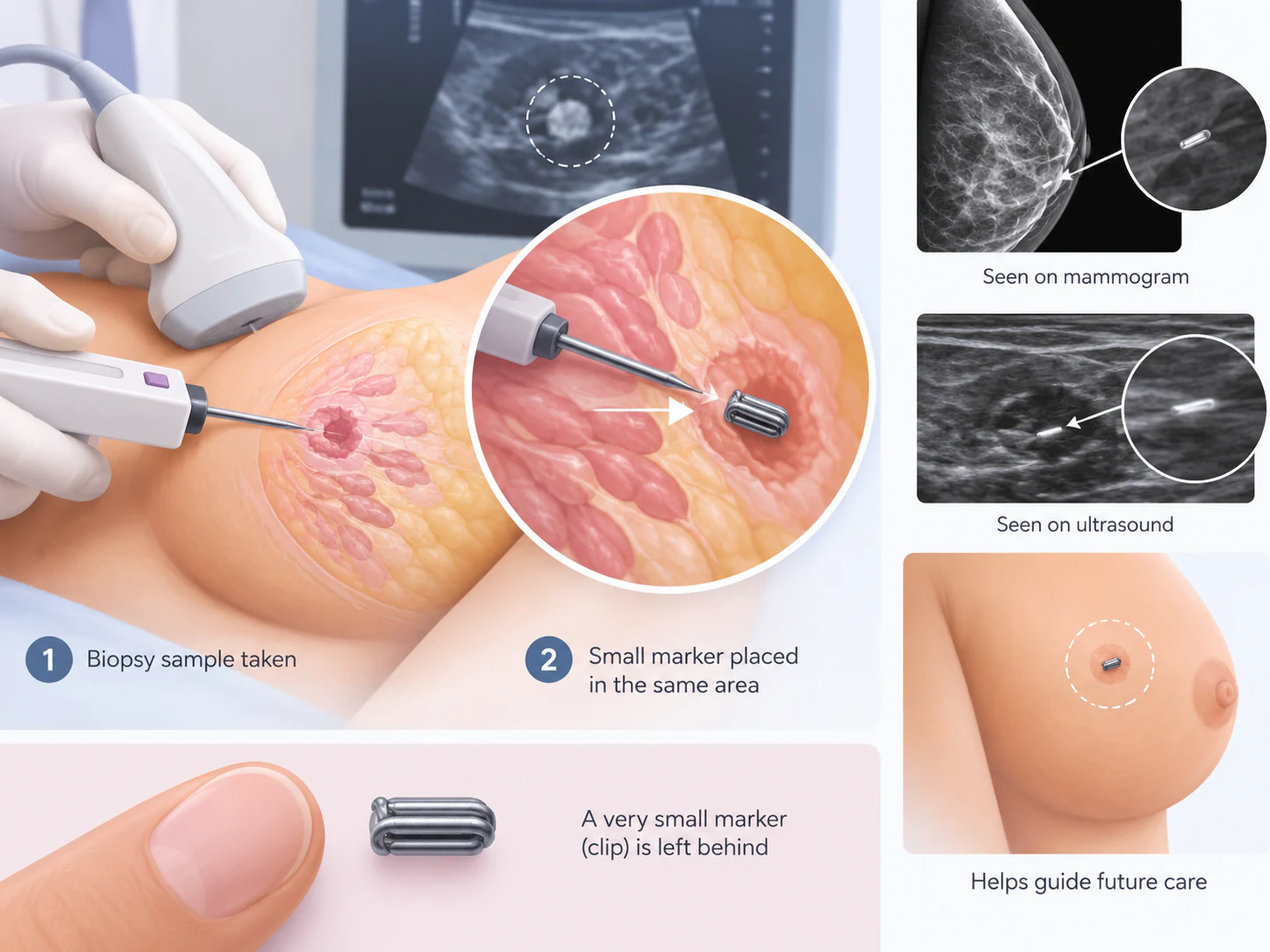 Breast marker clip placement